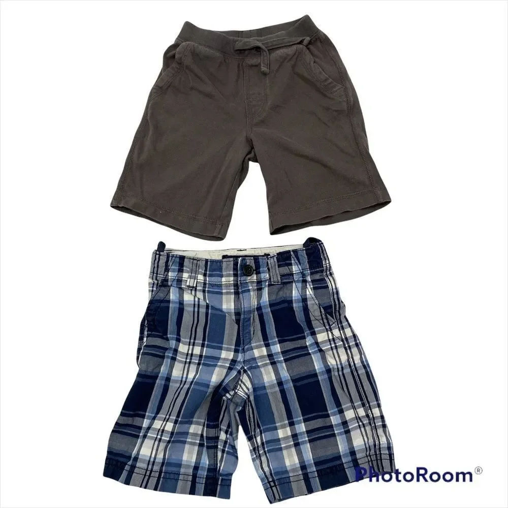 Two Pairs Boys Baby Gap Casual‎ Shorts Both Size 4 Grey and Blue and White Plaid